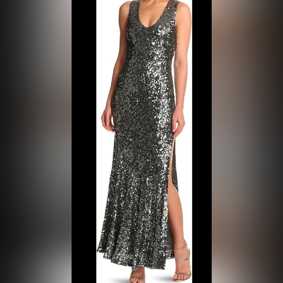 French Connection Dresses & Skirts - French Connection Silver Sequin Maxi Dress